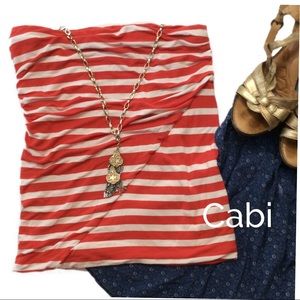 🌺 Cabi coral & white tube top sz S EUC